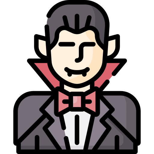 Dracula characters spooky fairy tale icon