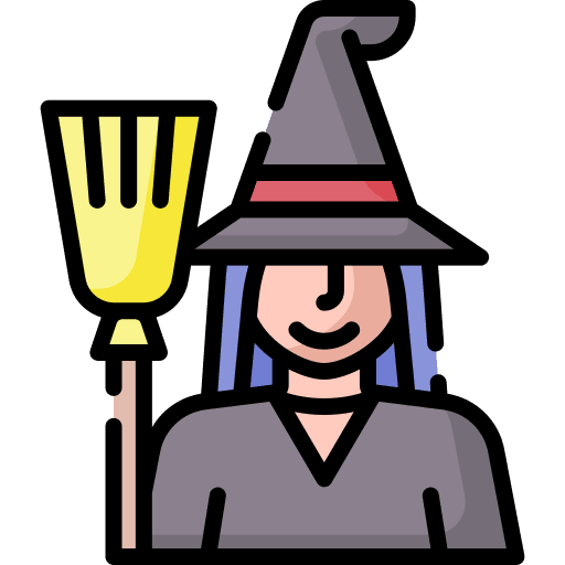 Witch characters spooky halloween icon