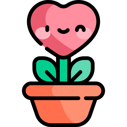 Plant pot flower heart icon