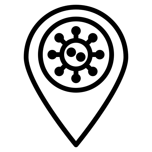 Location virus maps and location bacteria icon