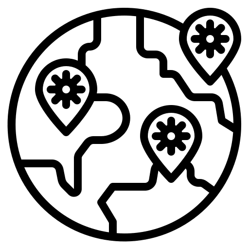 Pandemic maps and location pandemic healthcare and medical icon