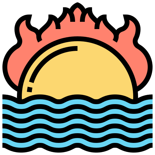 Warning wave sunset ecology and environment icon