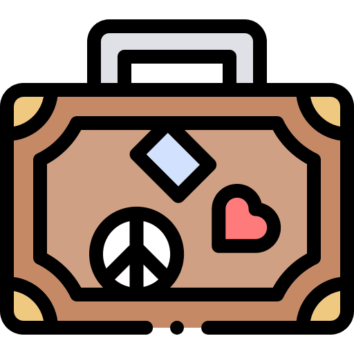 Baggage luggage peace sign hippie icon