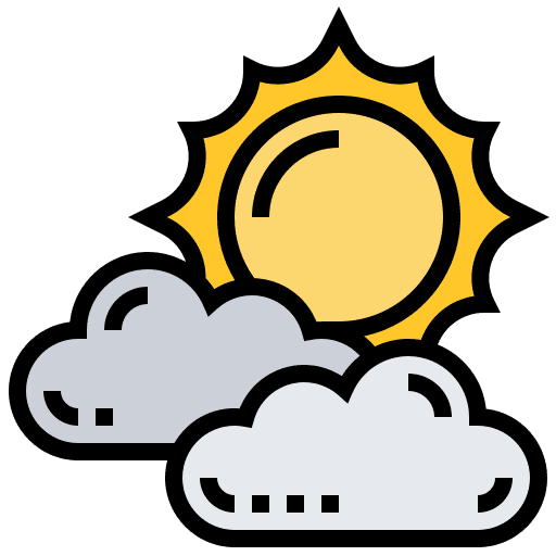 Sun overcast clouds ecology and environment icon
