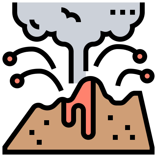 Volcano smoke pollution lanscape icon
