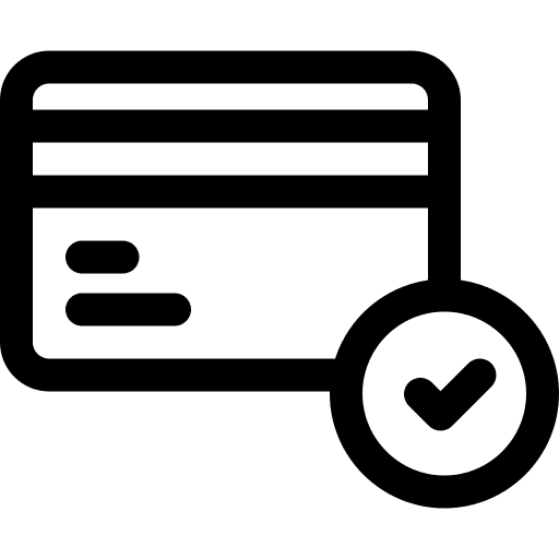 Credit card tick business and finance debit card icon