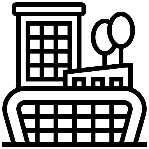 Facade architecture and city modern construction icon