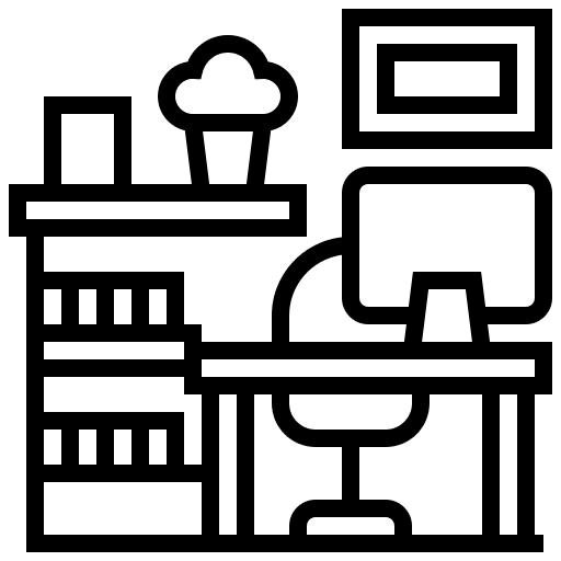 Office furniture and household office structure icon