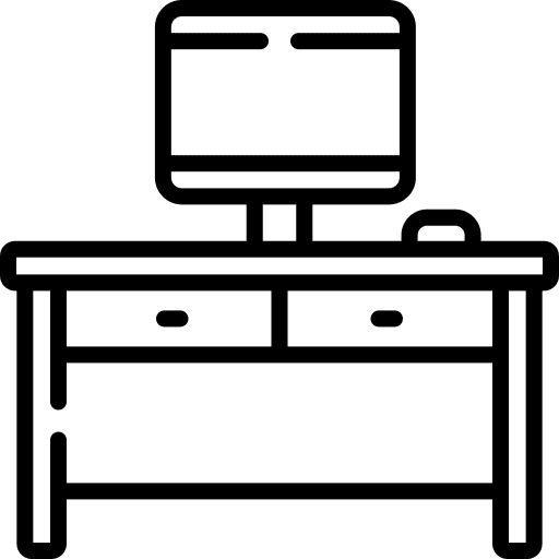 Desk teleworking workspace work icon