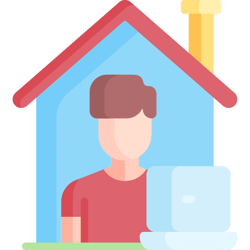 Work from home people freelance shelter icon