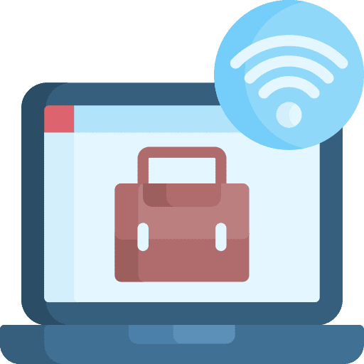 Work from home work wifi briefcase icon