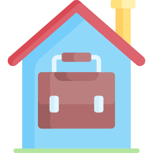 Work from home portfolio bag house icon