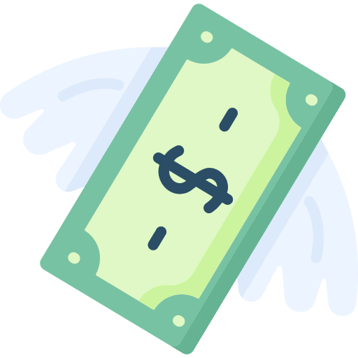 Flying money wings money dollars icon