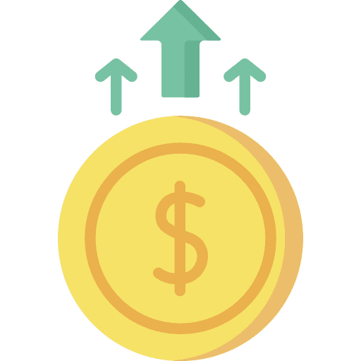 Income money arrow up chart icon