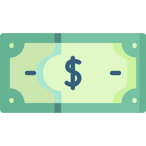 Split business and finance bank buck icon