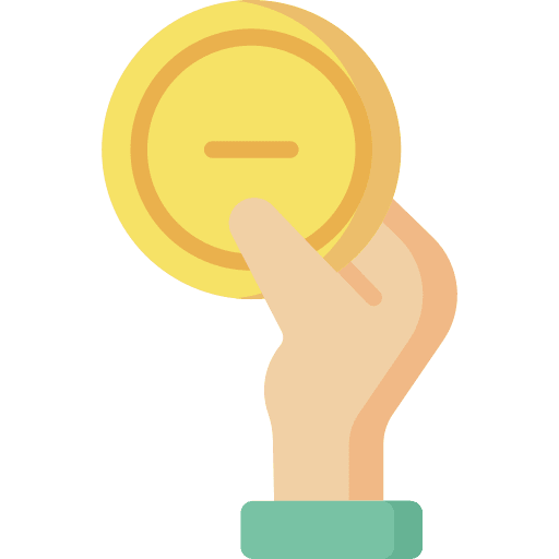 Pay money coin hand icon