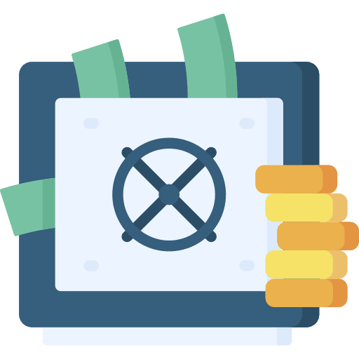 Safe box rich strongbox banking icon