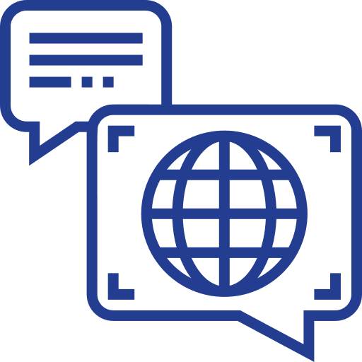 Forum business and finance chat bubble worlwide icon