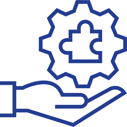 Solution hand solution cogwheel icon