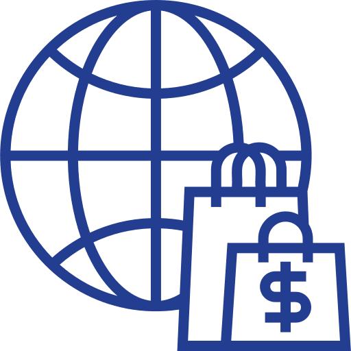 Global shopping store bag online shop icon