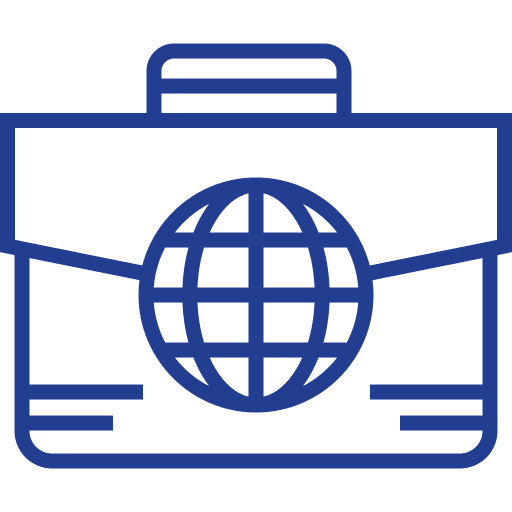 International business briefcase bag global icon