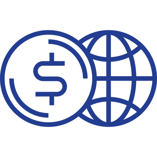 Global economy coin dollar global icon
