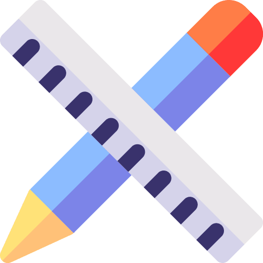 Stationery pen ruler pencil icon