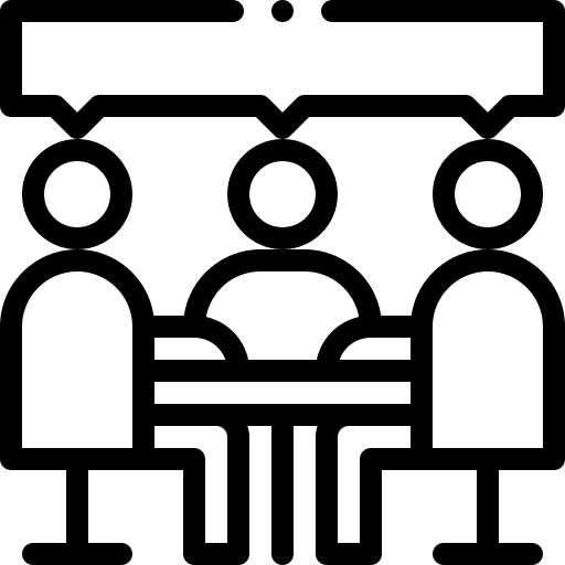 Meeting dialogue sitting speak icon