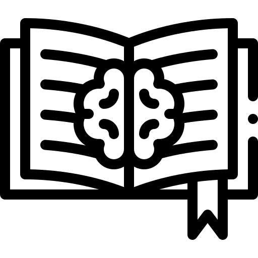 Book study brain open book icon