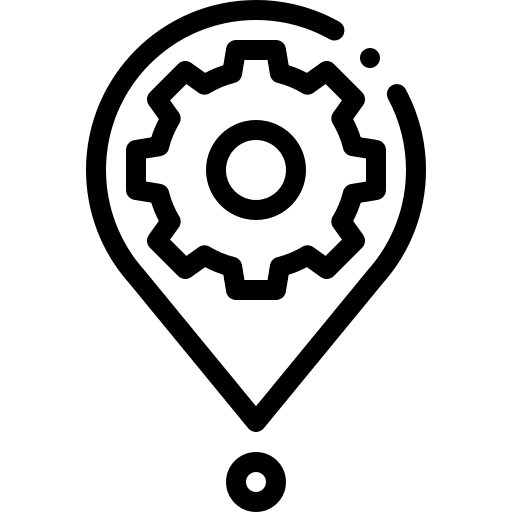 Placeholder map pin cogwheel marker icon