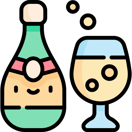 Champagne glass celebration bottle icon