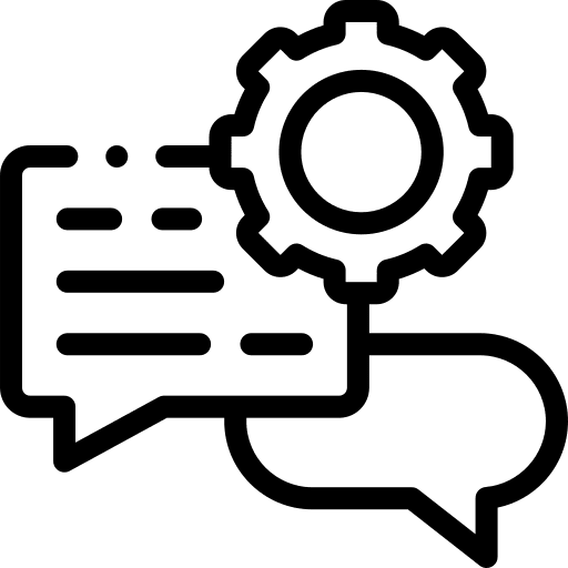 Settings cogwheel interface speech bubble icon