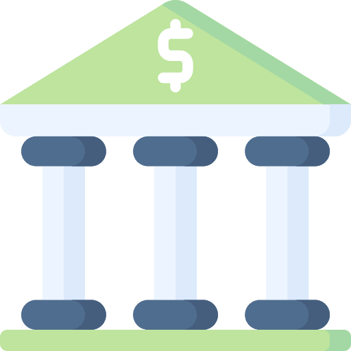 Bank dollar buildings investment icon