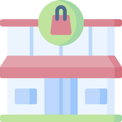 Supermarket architecture and city retail commerce and shopping icon