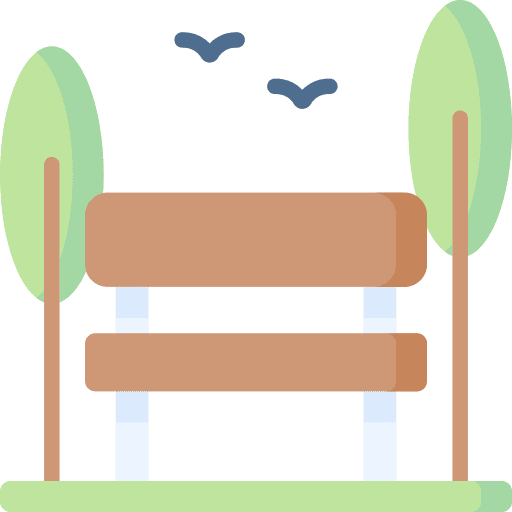 Bench tree architecture and city outside icon