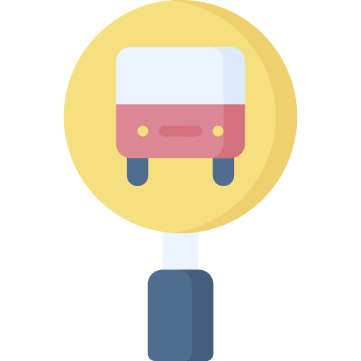 Bus stop station architecture and city bus stop icon