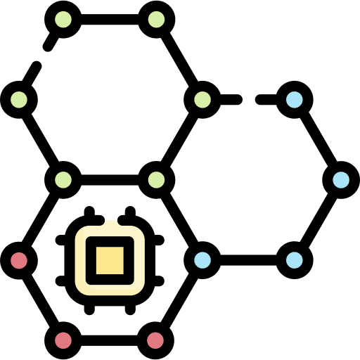 Nanotechnology science atom electronics icon