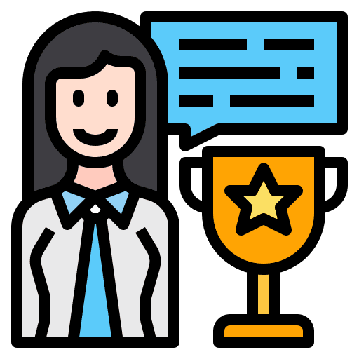 Female business and finance female reward icon