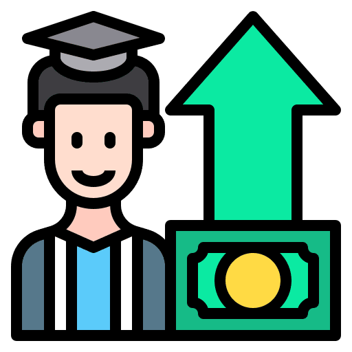 Education business and finance finance up arrow icon