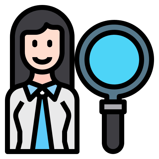 Search magnifying glass business and finance female icon