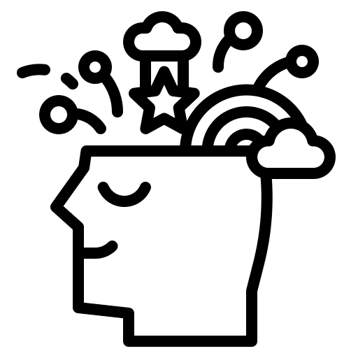 Inspiration art and design head thinking icon