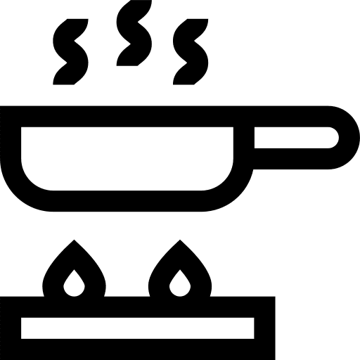 Frying pan cooking fire pan icon