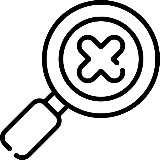 Audit magnifying glass business and finance failed icon