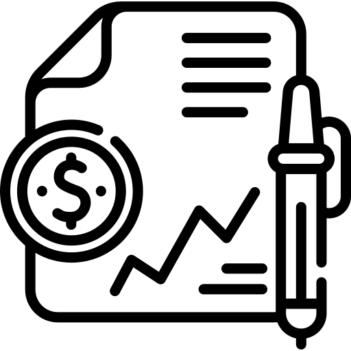 Audit business and finance dollar magnifying glass icon