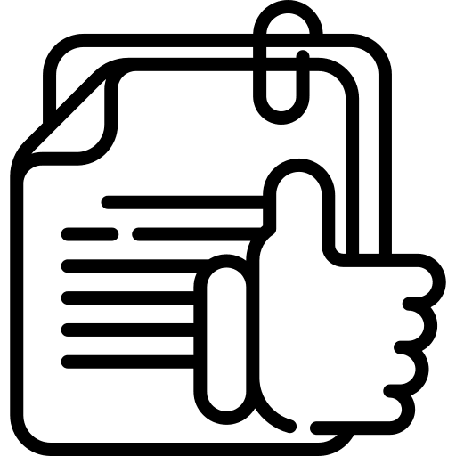 Audit thumbs up paper clip stadistics icon