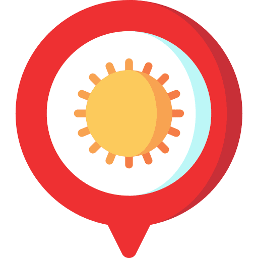 Location holidays maps and location sunny icon