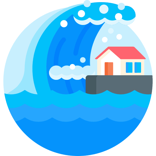 Tsunami house floods natural disaster icon