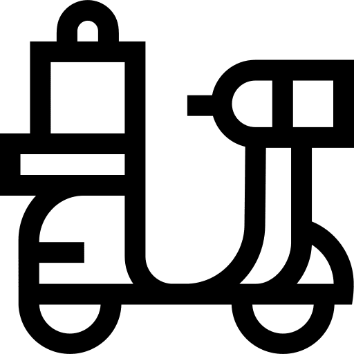 Food delivery vehicle shipping and delivery scooter icon