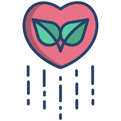 Leaf heart shaped care nature icon