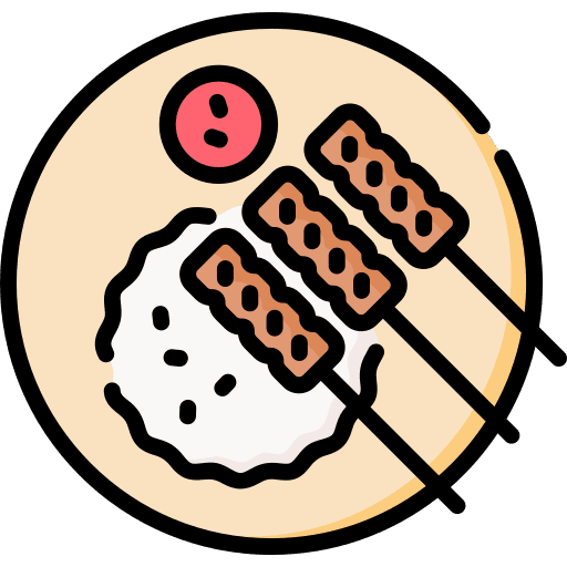 Satay asian food gastronomy rice icon